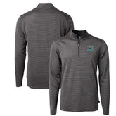 Carolina Panthers Cutter & Buck Virtue Eco Pique Micro Stripe Recycled Quarter-Zip Jacket - Black - NFL