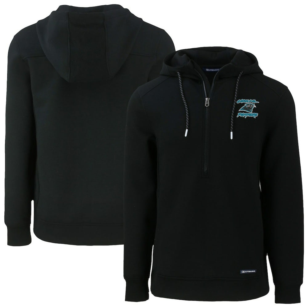 Carolina Panthers Cutter & Buck Roam Eco Recycled Half-Zip Hoodie - Black - NFL