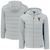 Atlanta Falcons Cutter & Buck Evoke Hybrid Eco Softshell Recycled Full-Zip Hoodie Jacket - Light Gray - NFL