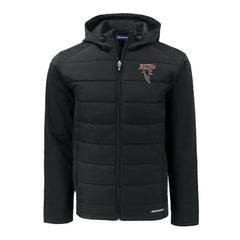 Atlanta Falcons Cutter & Buck Evoke Hybrid Eco Softshell Recycled Full-Zip Hoodie Jacket - Black - NFL