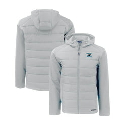 Carolina Panthers Cutter & Buck Evoke Hybrid Eco Softshell Recycled Full-Zip Hoodie Jacket - Light Gray - NFL