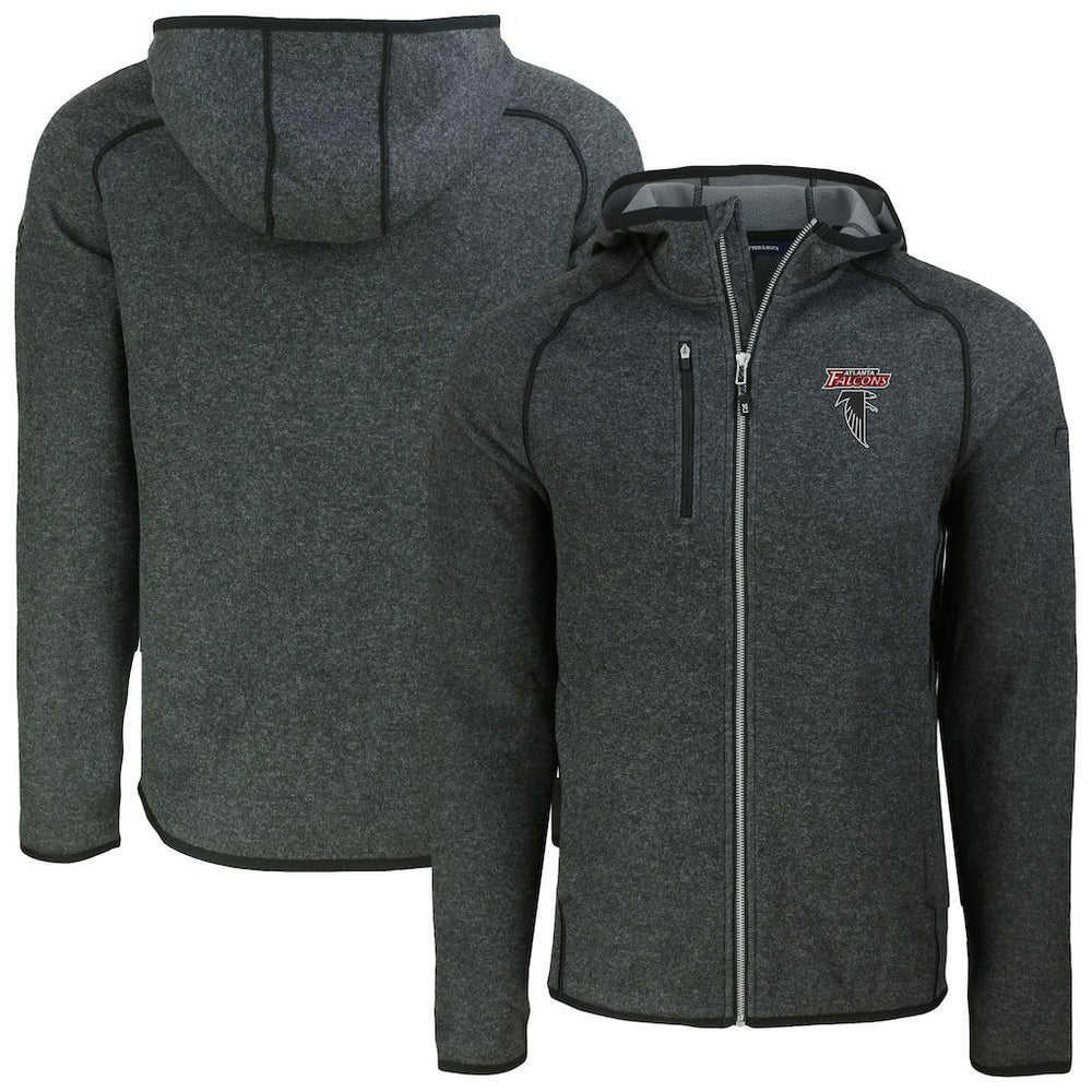 Atlanta Falcons Cutter & Buck Mainsail Hoodie Raglan Full-Zip Jacket - Heather Charcoal - NFL