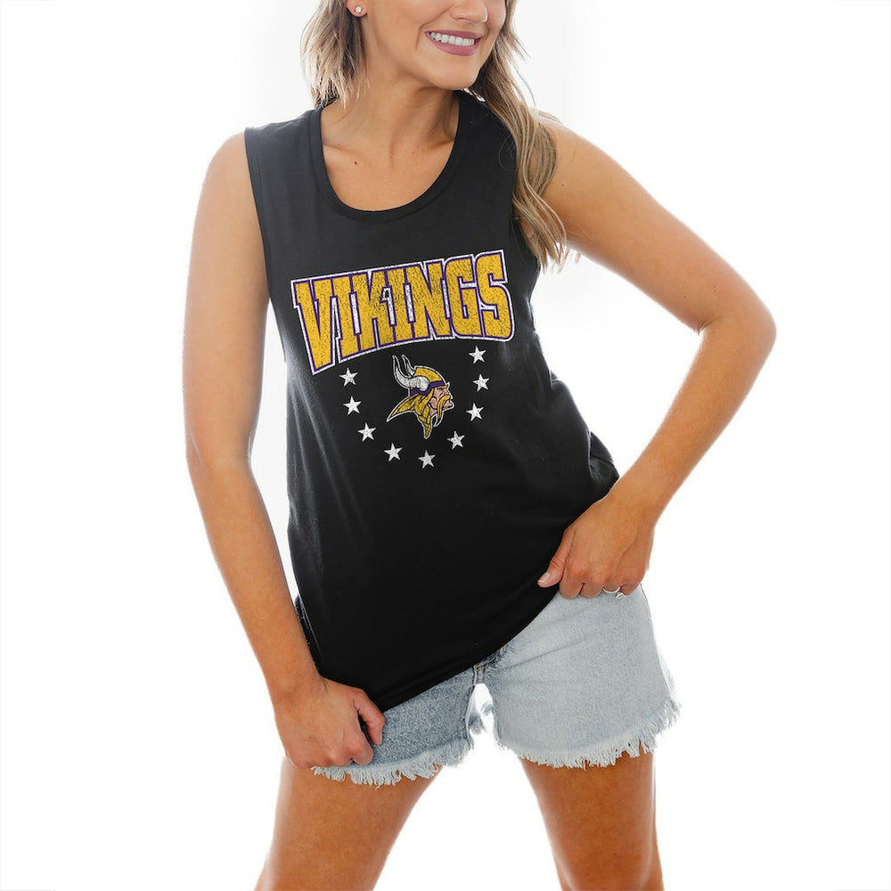 Minnesota Vikings Gameday Couture Women's Baby You're A Star Racerback Scoop Neck Tapered Tank Top - Black - NFL
