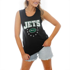 New York Jets Gameday Couture Women's Baby You're A Star Racerback Scoop Neck Tapered Tank Top - Black - NFL