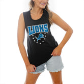 Detroit Lions Gameday Couture Women's Baby You're A Star Racerback Scoop Neck Tapered Tank Top - Black - NFL