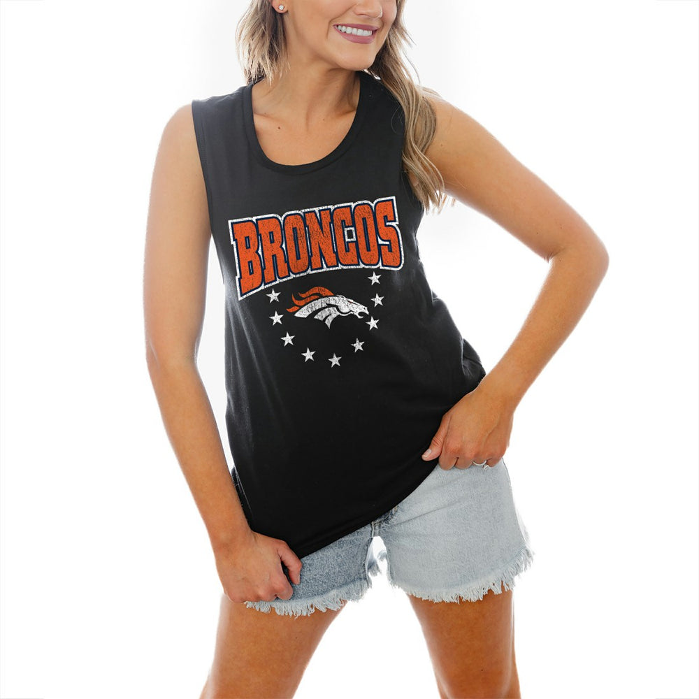 Denver Broncos Gameday Couture Women's Baby You're A Star Racerback Scoop Neck Tapered Tank Top - Black - NFL
