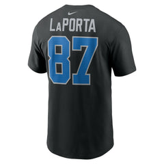 Sam LaPorta Detroit Lions Name & Number T-Shirt - Black - Nike