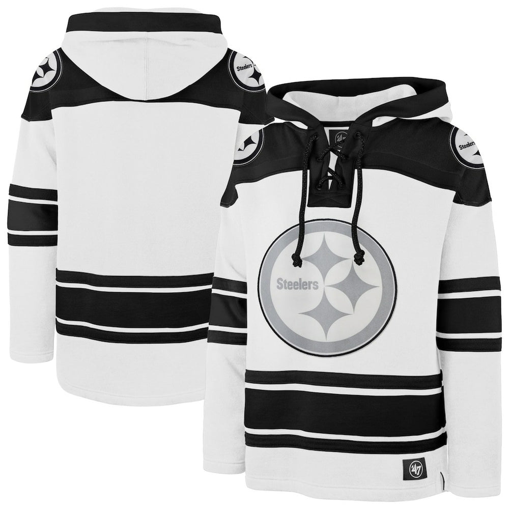 Pittsburgh Steelers '47 After Image Superior Lacer Pullover Hoodie - White - 47 brand