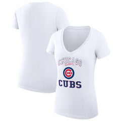 Chicago Cubs G-III 4Her by Carl Banks Women's Super-Slim Fit Lightweight Team Logo Graphic V-Neck T-Shirt Near Me