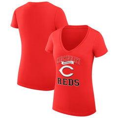 Cincinnati Reds G-III 4Her by Carl Banks Women's Super-Slim Fit Lightweight Team Logo Graphic V-Neck T-Shirt Discount