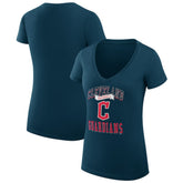 Cleveland Guardians G-III 4Her by Carl Banks Women's Super-Slim Fit Lightweight Team Logo Graphic V-Neck T-Shirt Outlet