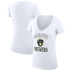 Milwaukee Brewers G-III 4Her by Carl Banks Women's Super-Slim Fit Lightweight Team Logo Graphic V-Neck T-Shirt Online