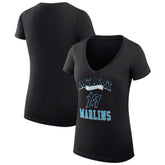 Miami Marlins G-III 4Her by Carl Banks Women's Super-Slim Fit Lightweight Team Logo Graphic V-Neck T-Shirt Near Me