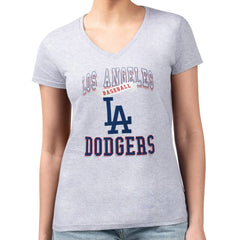 Los Angeles Dodgers G-III 4Her by Carl Banks Women's Super-Slim Fit Lightweight Team Logo Graphic V-Neck T-Shirt Outlet