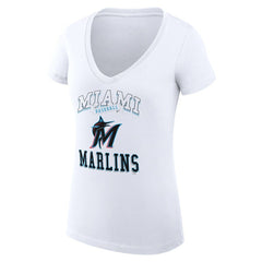 Miami Marlins G-III 4Her by Carl Banks Women's Super-Slim Fit Lightweight Team Logo Graphic V-Neck T-Shirt Sale