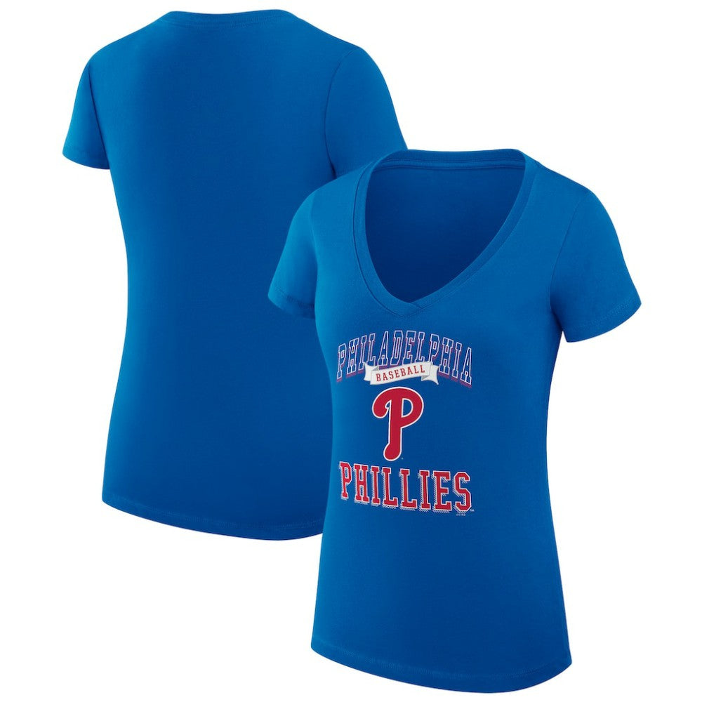 Philadelphia Phillies G-III 4Her by Carl Banks Women's Super-Slim Fit Lightweight Team Logo Graphic V-Neck T-Shirt for sale
