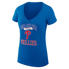 Philadelphia Phillies G-III 4Her by Carl Banks Women's Super-Slim Fit Lightweight Team Logo Graphic V-Neck T-Shirt for sale