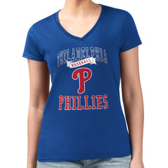 Philadelphia Phillies G-III 4Her by Carl Banks Women's Super-Slim Fit Lightweight Team Logo Graphic V-Neck T-Shirt for sale