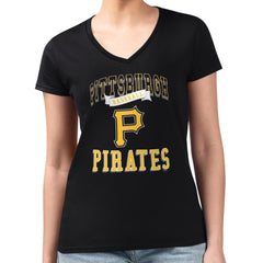 Pittsburgh Pirates G-III 4Her by Carl Banks Women's Super-Slim Fit Lightweight Team Logo Graphic V-Neck T-Shirt Sale