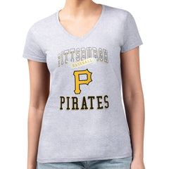 Pittsburgh Pirates G-III 4Her by Carl Banks Women's Super-Slim Fit Lightweight Team Logo Graphic V-Neck T-Shirt Outlet