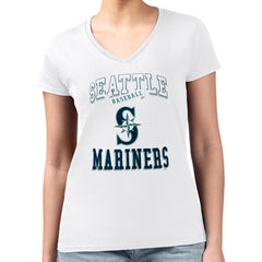 Seattle Mariners G-III 4Her by Carl Banks Women's Super-Slim Fit Lightweight Team Logo Graphic V-Neck T-Shirt for sale
