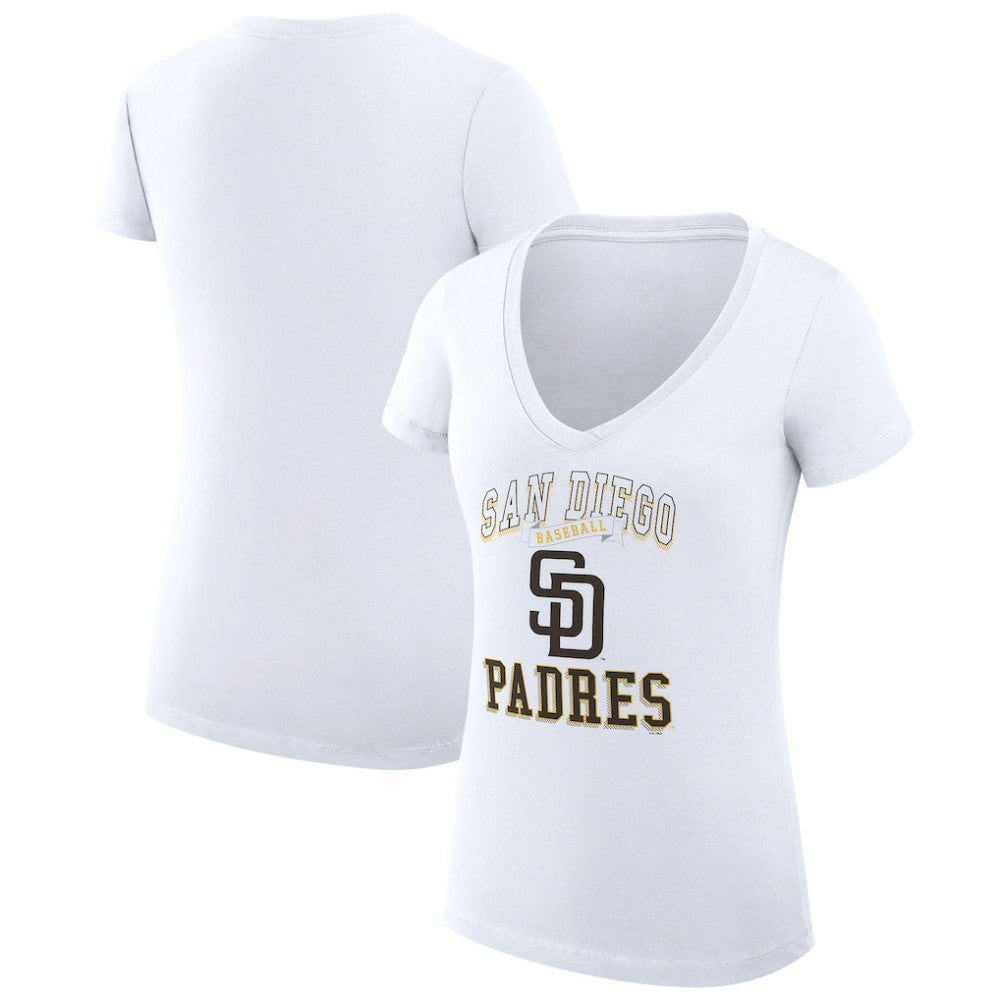 San Diego Padres G-III 4Her by Carl Banks Women's Super-Slim Fit Lightweight Team Logo Graphic V-Neck T-Shirt for sale