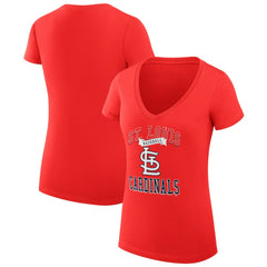 St. Louis Cardinals G-III 4Her by Carl Banks Women's Super-Slim Fit Lightweight Team Logo Graphic V-Neck T-Shirt Near Me