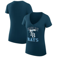 Tampa Bay Rays G-III 4Her by Carl Banks Women's Super-Slim Fit Lightweight Team Logo Graphic V-Neck T-Shirt Sale