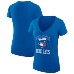 Toronto Blue Jays G-III 4Her by Carl Banks Women's Super-Slim Fit Lightweight Team Logo Graphic V-Neck T-Shirt Discount