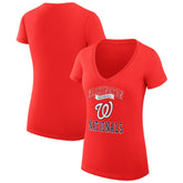 Washington Nationals G-III 4Her by Carl Banks Women's Super-Slim Fit Lightweight Team Logo Graphic V-Neck T-Shirt Outlet