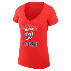 Washington Nationals G-III 4Her by Carl Banks Women's Super-Slim Fit Lightweight Team Logo Graphic V-Neck T-Shirt Outlet