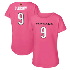 Joe Burrow Cincinnati Bengals Girls Youth Player Name & Number T-Shirt - Pink - NFL
