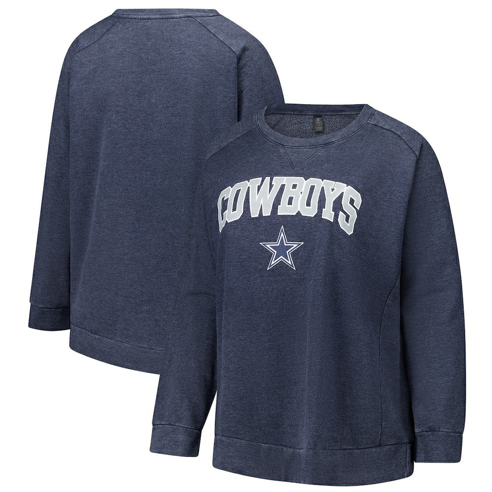 Dallas Cowboys Profile Women's Plus Size Acid Wash Raglan Sweatshirt - Navy - NFL