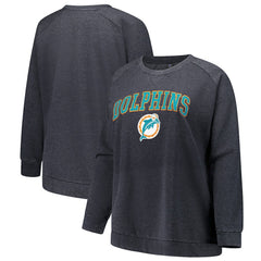 Miami Dolphins Profile Women's Plus Size Acid Wash Raglan Sweatshirt - Charcoal - NFL