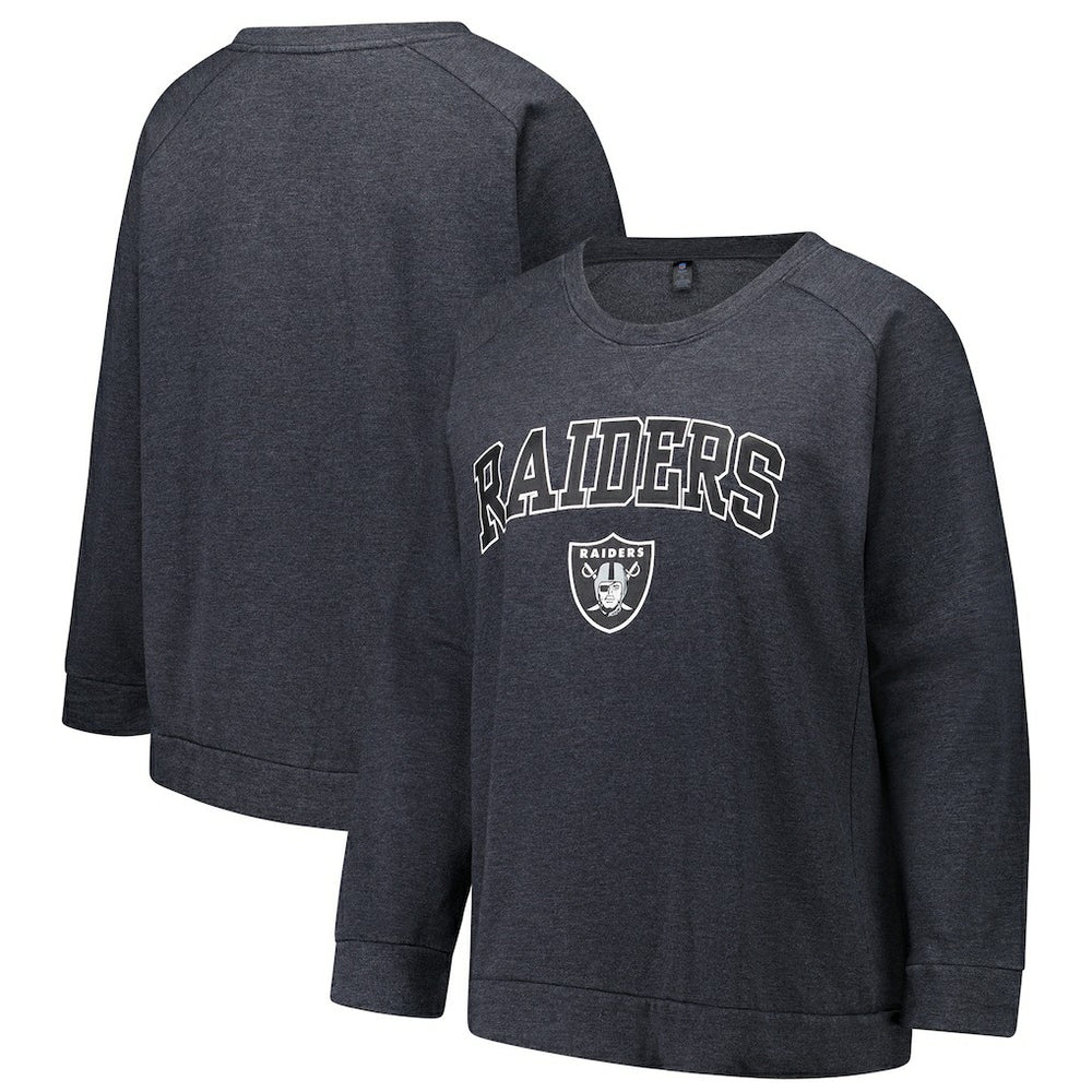Las Vegas Raiders Profile Women's Plus Size Acid Wash Raglan Sweatshirt - Charcoal - NFL