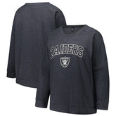 Las Vegas Raiders Profile Women's Plus Size Acid Wash Raglan Sweatshirt - Charcoal - NFL