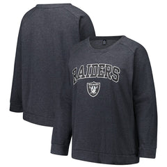 Las Vegas Raiders Profile Women's Plus Size Acid Wash Raglan Sweatshirt - Charcoal - NFL