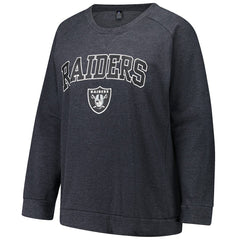 Las Vegas Raiders Profile Women's Plus Size Acid Wash Raglan Sweatshirt - Charcoal - NFL