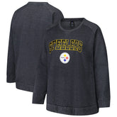 Pittsburgh Steelers Profile Women's Plus Size Acid Wash Raglan Sweatshirt - Charcoal - NFL