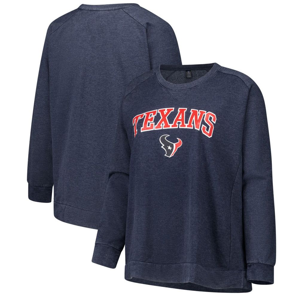 Houston Texans Profile Women's Plus Size Acid Wash Raglan Sweatshirt - Navy - NFL