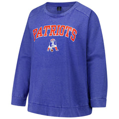 New England Patriots Profile Women's Plus Size Acid Wash Raglan Sweatshirt - Royal - NFL