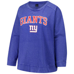 New York Giants Profile Women's Plus Size Acid Wash Raglan Sweatshirt - Royal - NFL