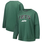 New York Jets Profile Women's Plus Size Acid Wash Raglan Sweatshirt - Heather Green - NFL