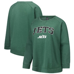 New York Jets Profile Women's Plus Size Acid Wash Raglan Sweatshirt - Heather Green - NFL