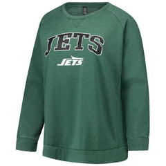 New York Jets Profile Women's Plus Size Acid Wash Raglan Sweatshirt - Heather Green - NFL