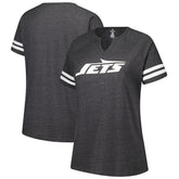 New York Jets Women's Plus Size Logo Striped Raglan Notch Neck T-Shirt - Charcoal - Fanatics