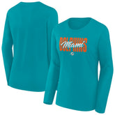 Miami Dolphins Women's Long Sleeve Scoop Neck T-Shirt - Aqua - Fanatics