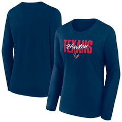 Houston Texans Women's Long Sleeve Scoop Neck T-Shirt - Navy - Fanatics