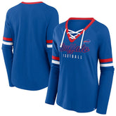 Buffalo Bills Women's Plus Size Won & Done Lace-Up V-Neck Long Sleeve T-Shirt - Royal - Fanatics