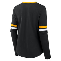 Pittsburgh Steelers Women's Plus Size Won & Done Lace-Up V-Neck Long Sleeve T-Shirt - Black - Fanatics